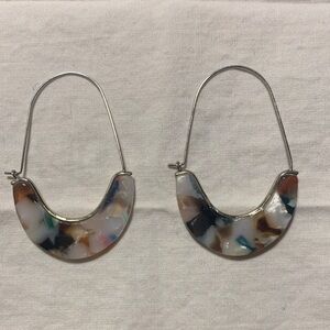 Multicolor Resin Crescent Hoop Earrings - Women